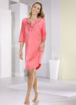 Nachthemd tot op de kuit met 3/4 mouwen ZALM