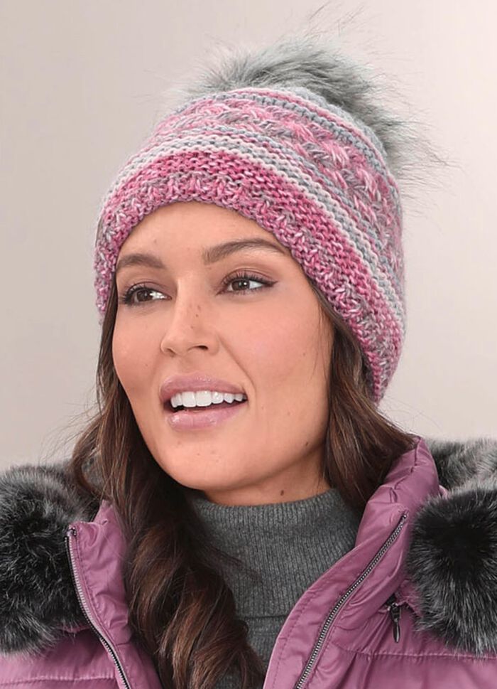 Interessante dameshoed, met pompon ROZE