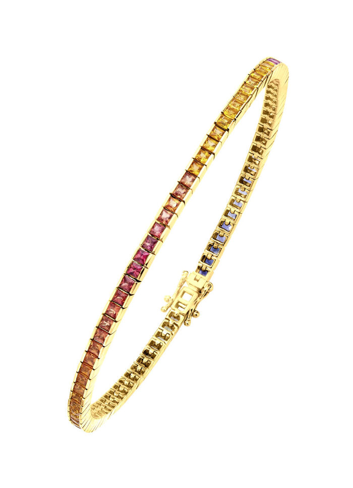 Hoogwaardige armband met echte saffieren in veelkleurig 