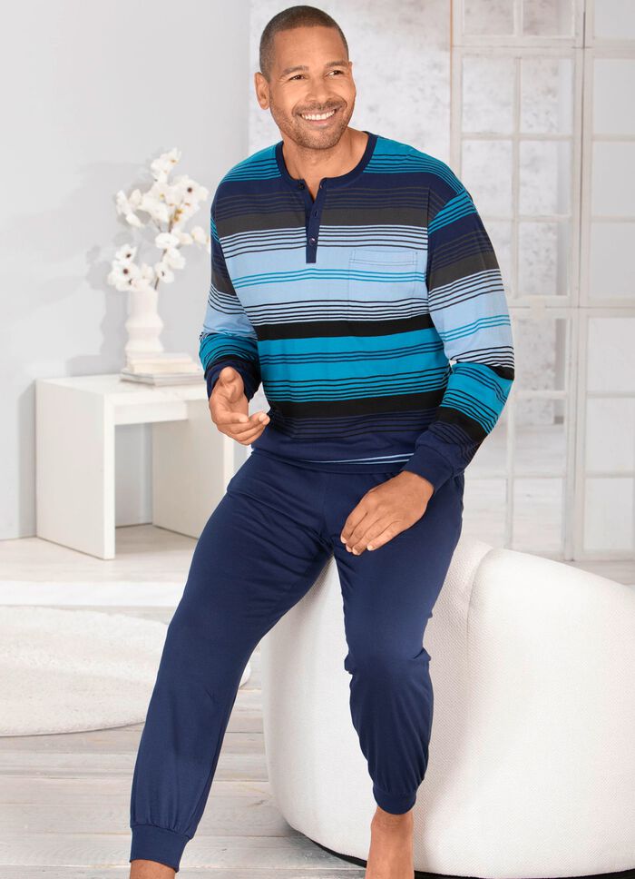 Pyjama met knoopsluiting en manchetten 