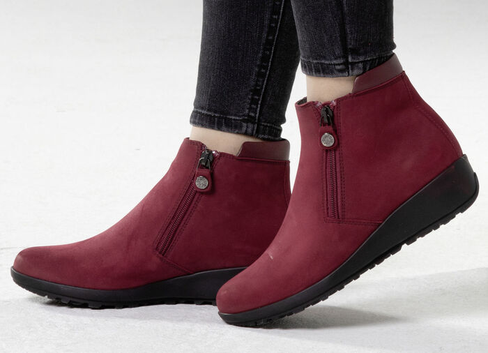 ELENA EDEN enkellaarzen met nappaleren bekleding RUBY RED