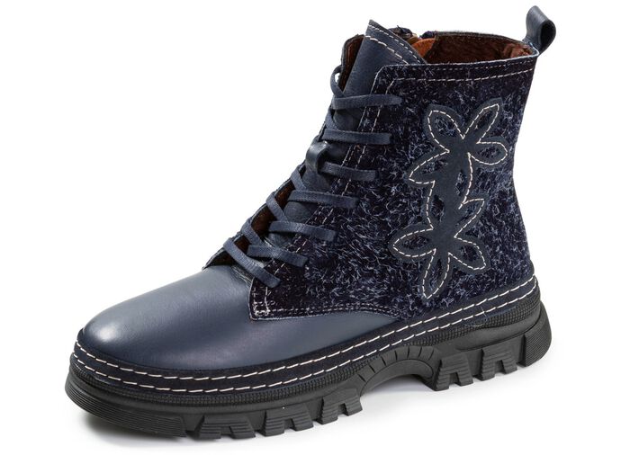 Gemini, modieuze dames enkellaarsjes, winterschoenen, breedte G, met uitneembaar voetbed MARINE