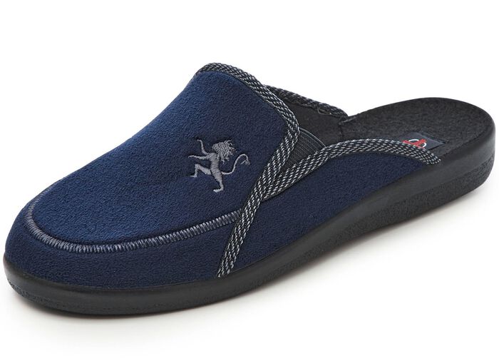 Tweepack klassieke herenpantoffels, breedte H, met elastische band BLAUW-ZWART