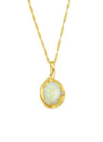 Kettinghanger met Singaporeketting, echt opaal en synth. zirkonia 