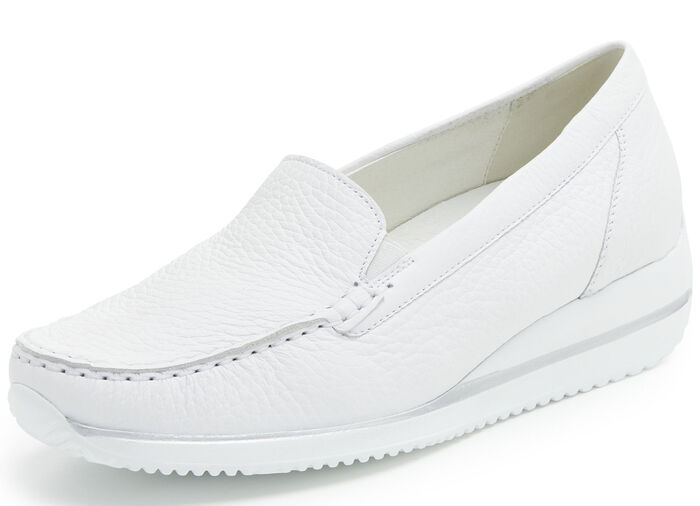 Waldläufer, comfortabele damespantoffels, breedte H, met uitneembaar voetbed WIT