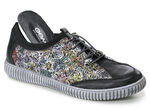 Gemini sneakers gemaakt van deels gebloemd rundleer ZWART-MEERKLEURIG