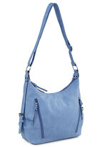 Tas van zacht, subtiel gearceerd synthetisch materiaal JEANSBLAUW