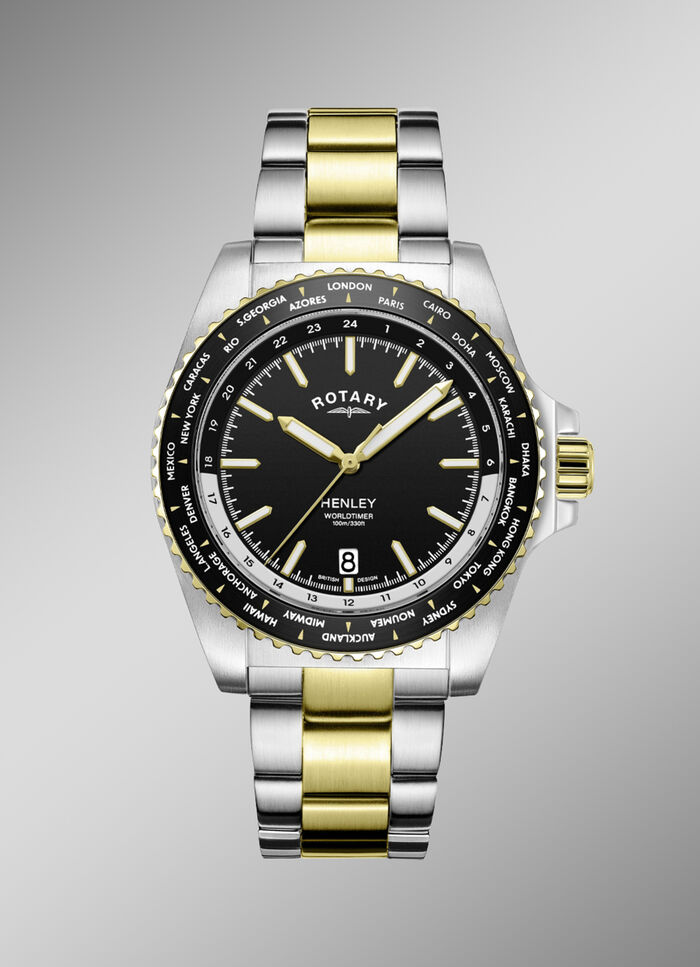 Quartz herenhorloge Rotary World Timer 