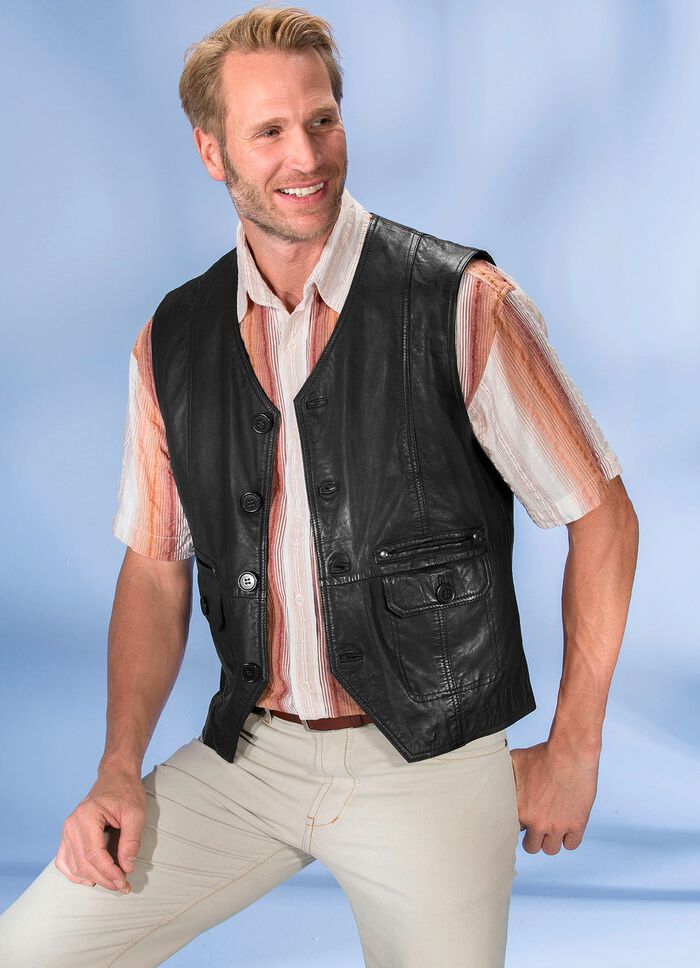 Leren vest "Redpoint"  ZWART