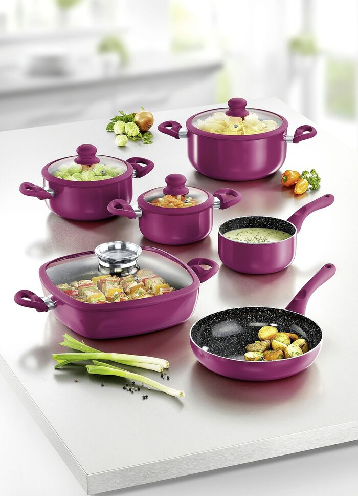 XXL pannenset, 10-delig, met keramische antiaanbaklaag BESSEN