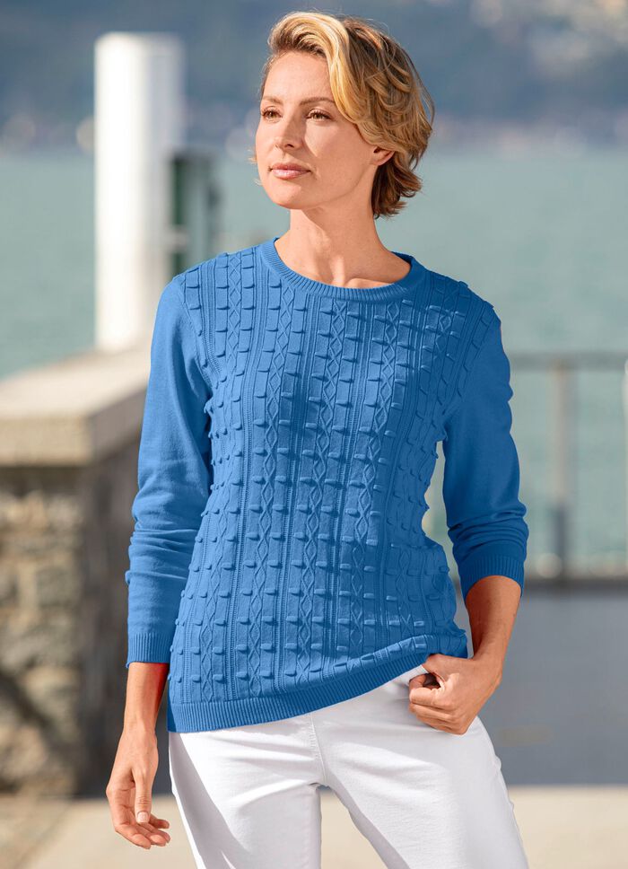 Trui met rekbaar structuurpatroon JEANSBLAU