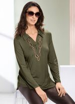 Overhemdtuniek met oprolmouwen OLIJFGROEN