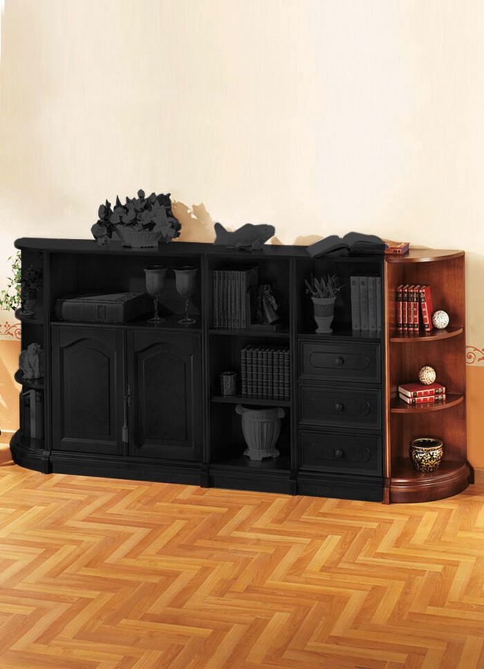 Gedeeltelijk massieve meubelserie met echt houtfineer 