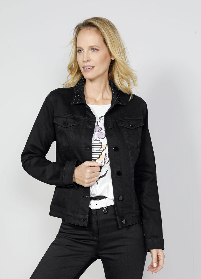 Denim jack met omslagkraag 