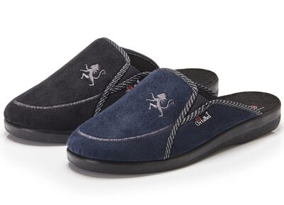 Tweepack klassieke herenpantoffels, breedte H, met elastische band 