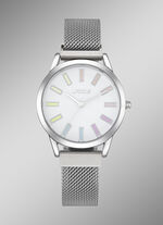 Pools quartz dameshorloge met roestvrijstalen mesh band 