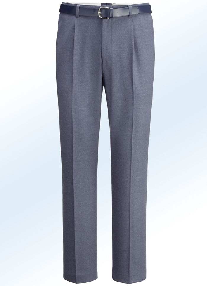 Gemêleerde broek in 4 kleuren met plooien ROOKBLAUW