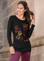 Shirt met strass-versiering op de voorkant ZWART