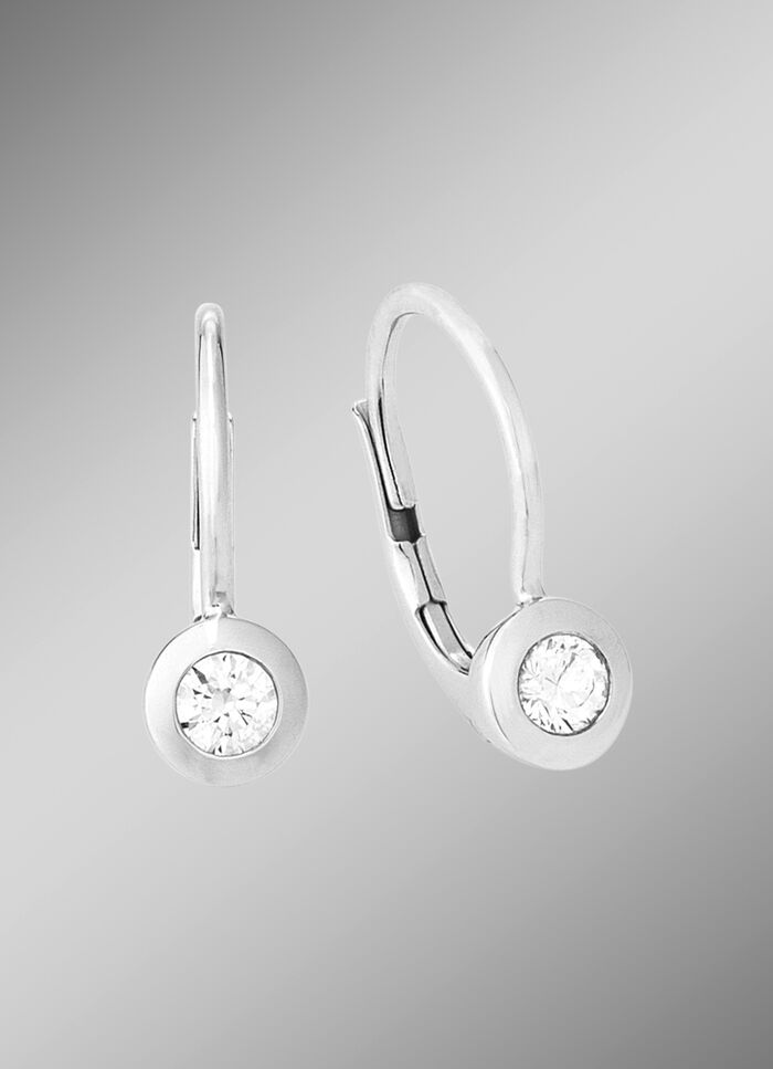 Elegante oorbellen in witgoud met diamanten 