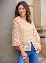 Cardigan met bloemen en vlinders 