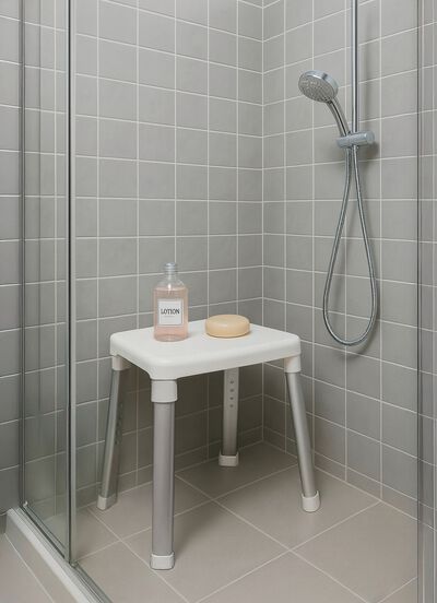 Douche- en badkruk met extra grote zitting 