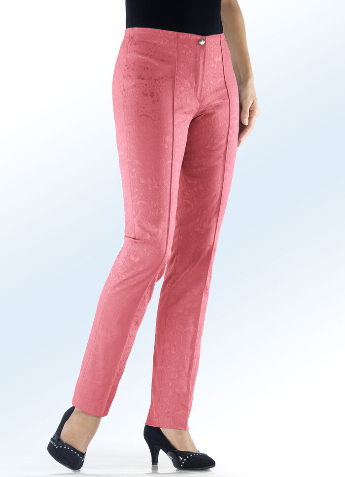 Edel glanzende jacquard-broek LICHTGRIJS M.