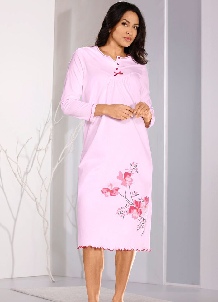 Set van twee nachthemden met knoopsluiting en decoratieve strik 