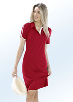 Jurk met korte mouwen en polokraag ROOD-WIT