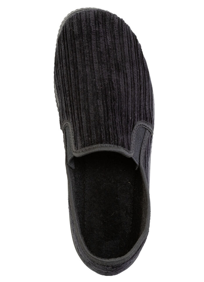 Pantoffel van corduroy textielmateriaal ZWART