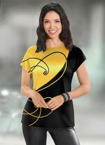 Shirt met elegante print ZWART-GEEL