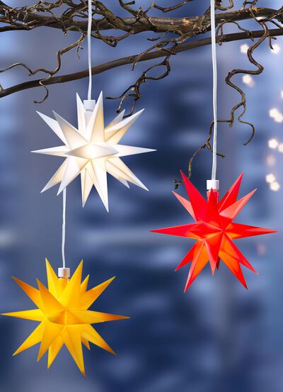 Verlichte ster, werkt op batterijen, met timerfunctie 