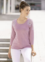 Trui met elegant kant ROZE