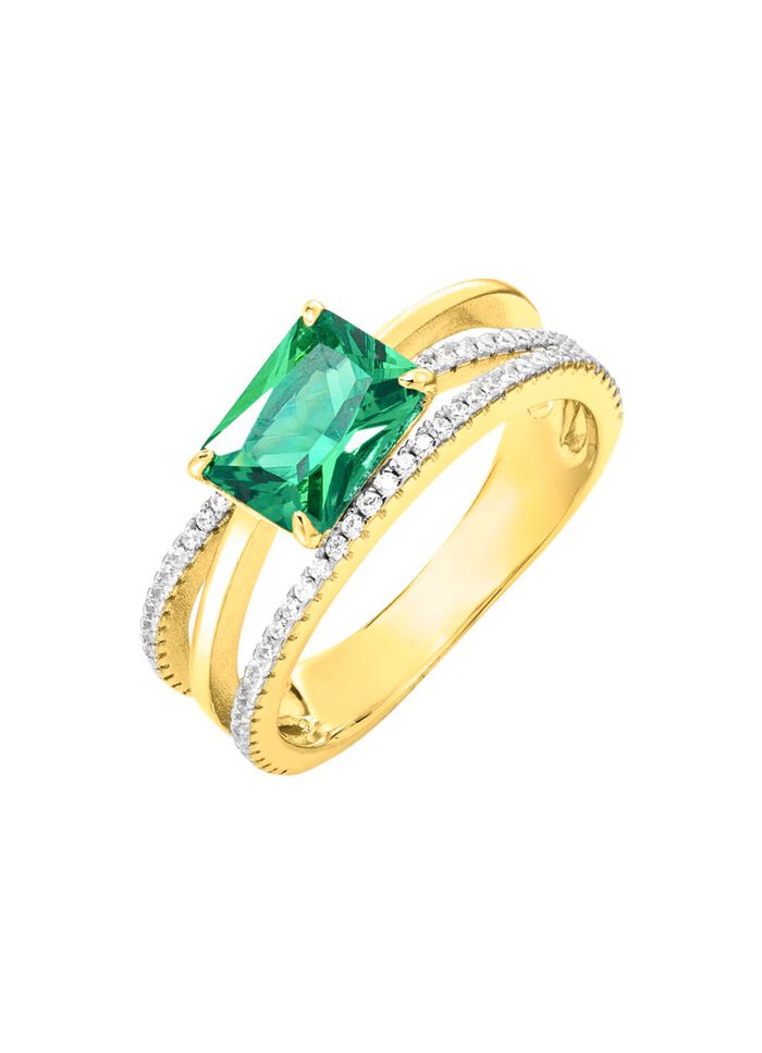 Vergulde damesring met zirkonia 