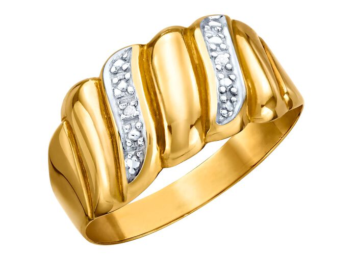 Tweekleurige damesring met diamant 