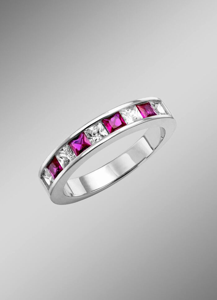 Stralende elegantie: damesring met synthetische zirkonia en glasstenen 