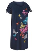 Jurk met geplaatste print en plooibare mouwen 