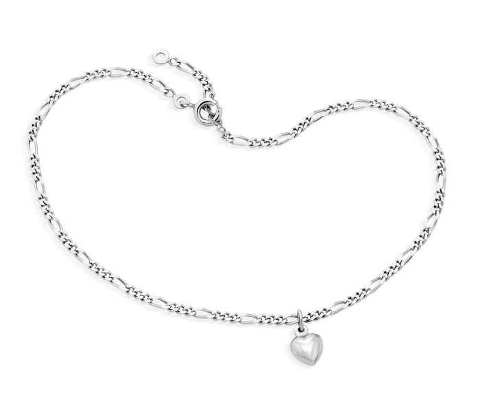Delicaat Figaro enkelbandje met hartje hanger 
