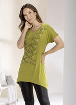 Lang shirt met verlaagde schouders PISTACHE