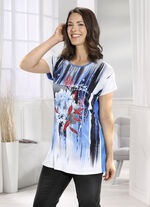 Lang shirt met schitterende inkjetprint in 2 kleuren KONINGSBLAUW KLEURRIJK