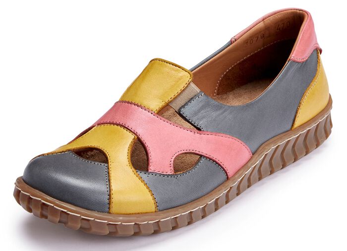 Gemini pantoffels gemaakt van rundnappaleer GRIJSGELE ZALM