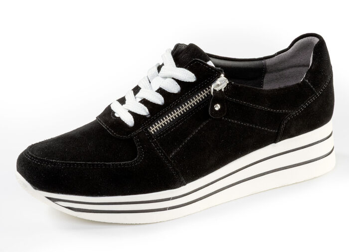 ELENA EDEN, comfortabele damessneakers, breedte G, met uitneembaar voetbed ZWART
