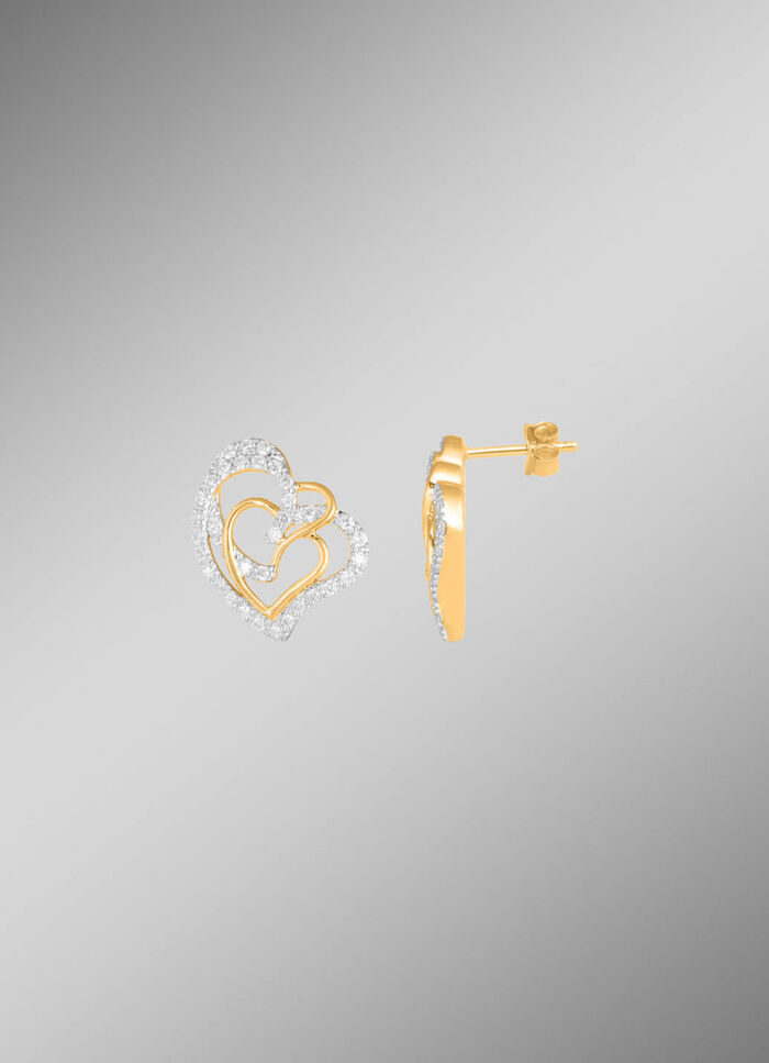 Hartvormige oorbellen met 68 diamanten 