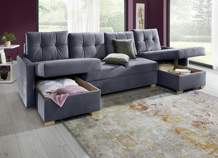 Gezellige woonkamer met bedfunctie ANTRACIET