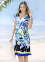 Laurina-jurk met randprint en oversized mouwen 
