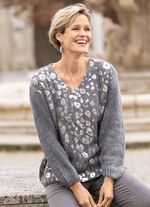 Trui met glanzende folieprint GRIJS-ZILVERKLEURIG