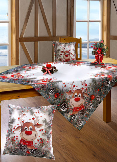 Tafel- en raamdecoratie met grappig elandmotief 