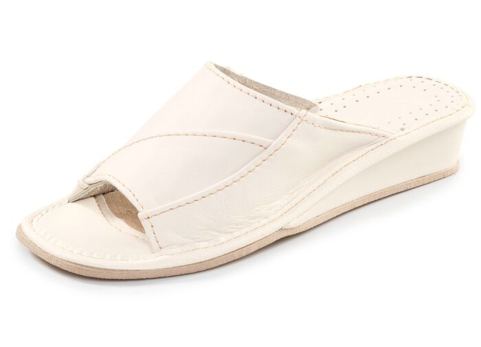 Klassieke damesmuiltjes, gemaakt van leer CREME