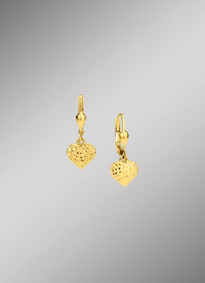 Diamanten hart oorbellen in goud 