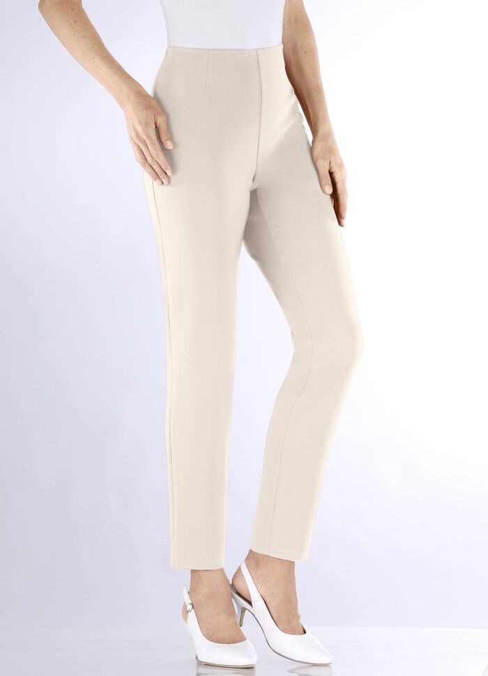 Enkellange broek met een getailleerde tailleband BEIGE