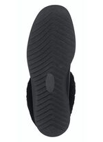 Enkellaarsjes met een pluizige kraag van lamsleer ZWART